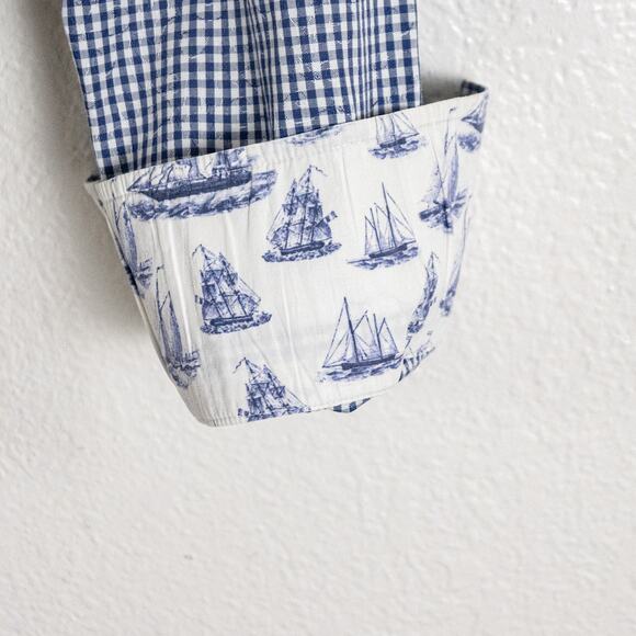 Ted Baker Archive Men's 16 1/2 Button up Shirt blue check sailboat - Picture 4 of 7